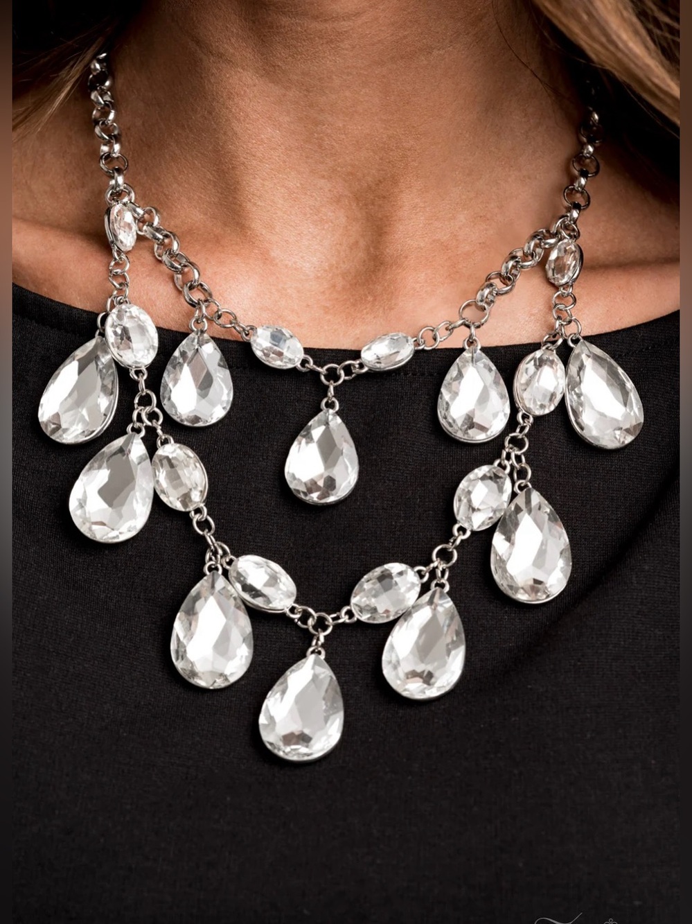 Crystal Teardrop Statement Necklace & Earrings Set